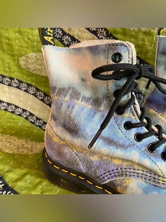 Dr. Martens 1460 Pascal Blue Tie Dye Leather Lace Up Boots Size 6 Grunge Punk - Picture 11 of 15
